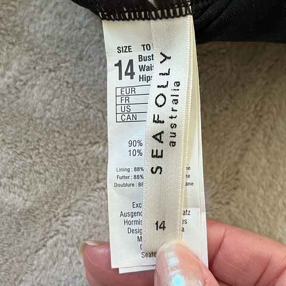 SEAFOLLY Australia Black Ribbed Tankini US 10 Beach Summer Quality Vacation - Picture 9 of 10